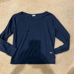 Victoria secret pink black long sleeve cropped shirt medium